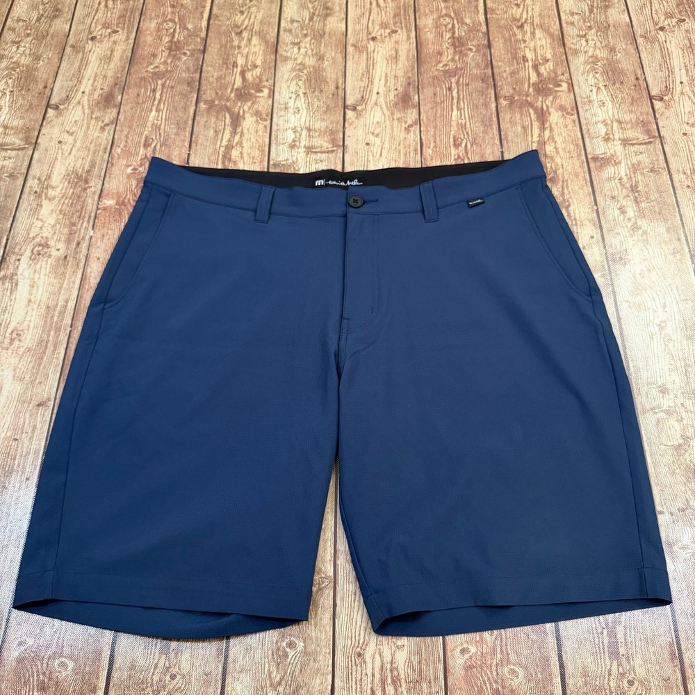 TravisMathew Beck Golf Shorts Mens 38 Blue Stretch Performance